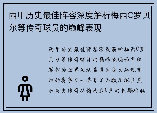 西甲历史最佳阵容深度解析梅西C罗贝尔等传奇球员的巅峰表现
